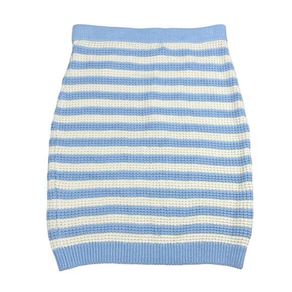 NWT GUESS Rey Crochet Sweater Skirt Sz Small Organic Cotton Dawson Yarn Blue - Picture 5 of 5